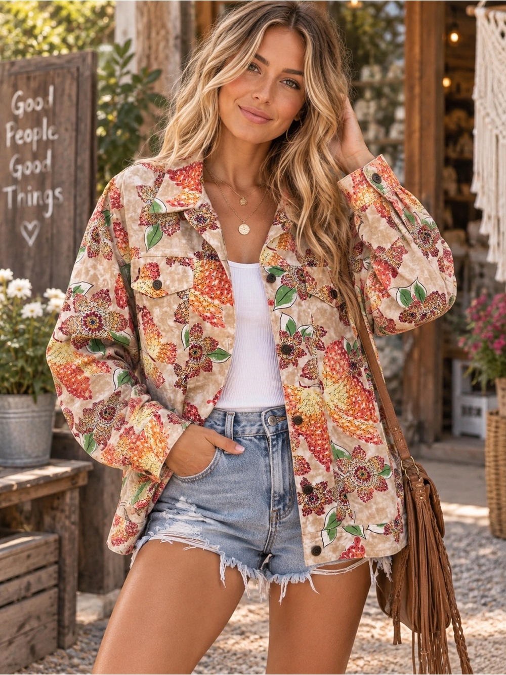 Alfred Dunner Floral Butterfly Shacket Jacket Women’s Size 14 Boho Cottagecore